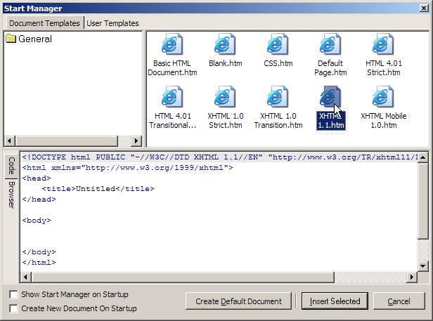 Starting First Page 2006 with an XHMTL 1.1 document type definition